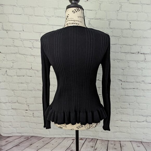 CAbi Black Ruffle Party Cardigan Sweater XS Style 5287 - Picture 3 of 6